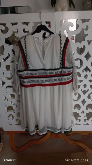 Vestido boho bordado blanco multicolor