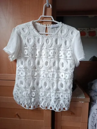 Blusa Mulaya blanca encaje