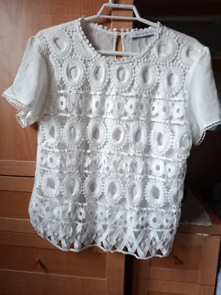 Blusa Mulaya blanca encaje