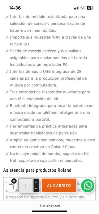 Batería electrónica Roland TD-27KV2