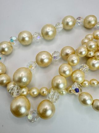 Collana perle e cristalli vintage bigiotteria