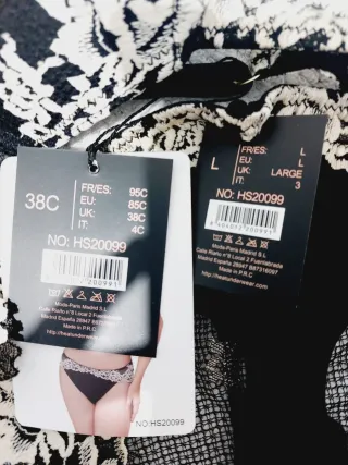 Conjunto Lencería Encaje Negro 95C