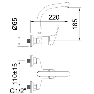 Grifo Cocina Mural Clever 110mm 98500