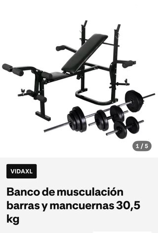 Banco musculación + 60,5 kg pesas