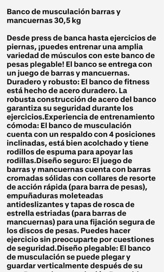 Banco musculación + 60,5 kg pesas
