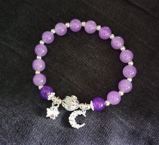 Pulsera Feng Shui Cristal Estrella Luna Morada