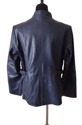 Chaqueta chupa de cuero azul marino