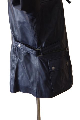 Chaqueta chupa de cuero azul marino