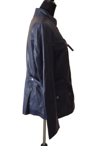 Chaqueta chupa de cuero azul marino