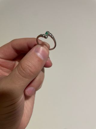 Anillo Dama Plata Ley 950 + Esmeralda natural