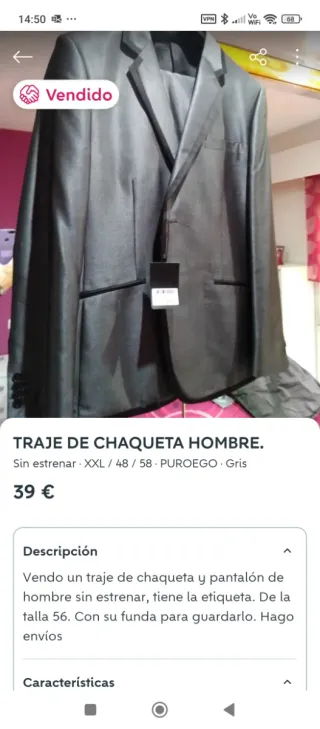 TRAJE DE HOMBRE PUROEGO.