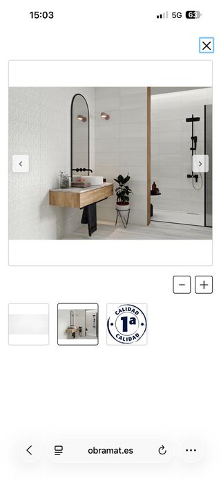 Azulejo Baño Blanco Elia Pearl 25x50cm