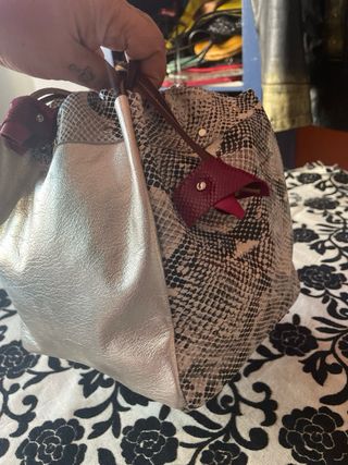 Bolso Komebukuro Piel Genuina Multicolor/Plata