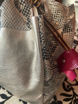 Bolso Komebukuro Piel Genuina Multicolor/Plata