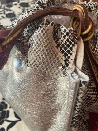 Bolso Komebukuro Piel Genuina Multicolor/Plata