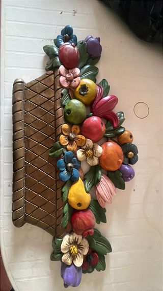 Decoração Gesso Frutas Flores Pintada Mão