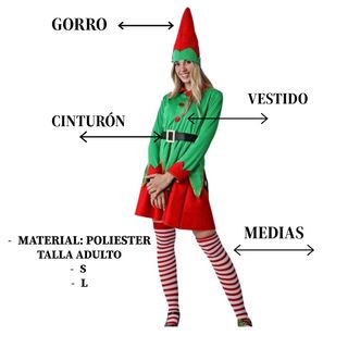 Disfraz Elfa Talla L - Fiesta Navideña