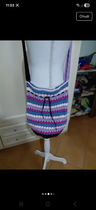 Borsetta vintage fatta a mano multicolore a  righe