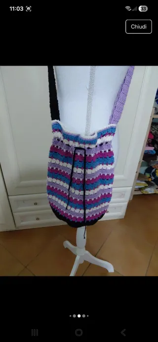 Borsetta vintage fatta a mano multicolore a  righe