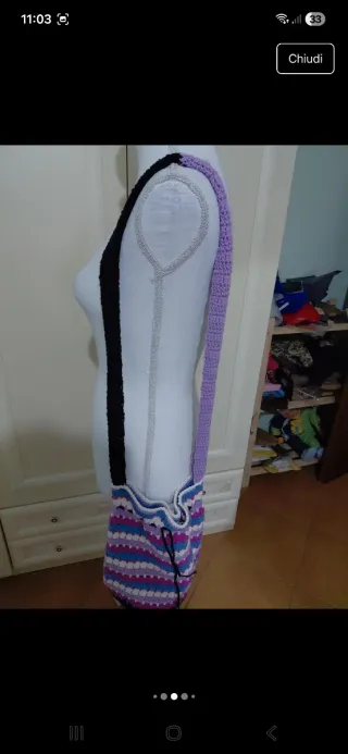 Borsetta vintage fatta a mano multicolore a  righe