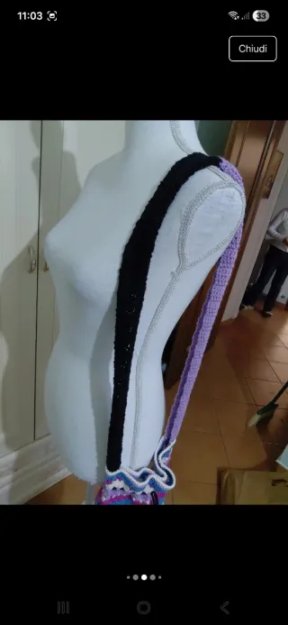 Borsetta vintage fatta a mano multicolore a  righe