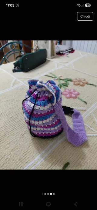 Borsetta vintage fatta a mano multicolore a  righe