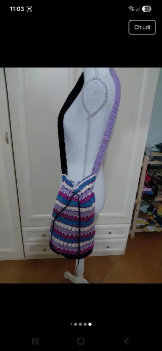 Borsetta vintage fatta a mano multicolore a  righe