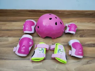 Kit Casco y Protecciones Patinaje Niña Rosa OXELO