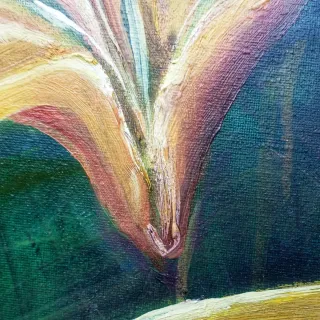 Cuadro Óleo Lirios Amarillos Grande