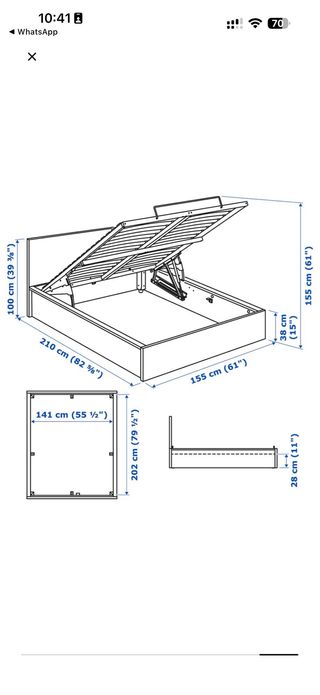 Cama IKEA MALM 140x200 con canapé abatible