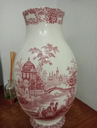 Jarrón La Cartuja de Sevilla Rojo y Blanco