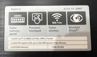 Laptop Acer Aspire 3 A315-51 N17Q1 Negra