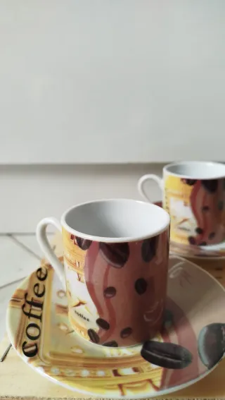 Set 3 Tazzine Caffè con Piattini