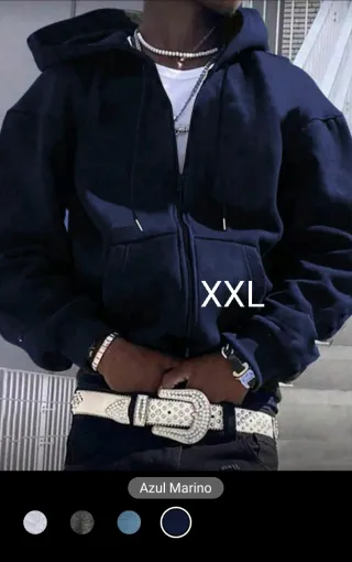 Sudadera con cremallera XXL Azul Marino y gris