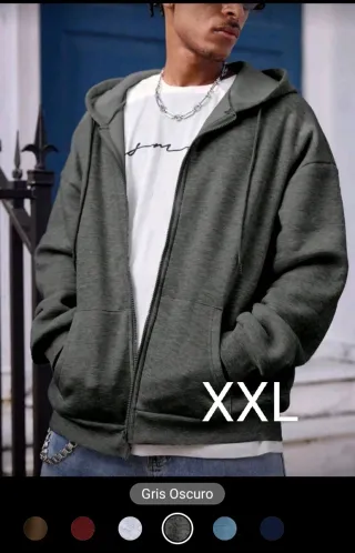 Sudadera con cremallera XXL Azul Marino y gris