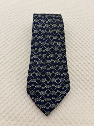 Corbata Hermes Seda Azul y Dorada