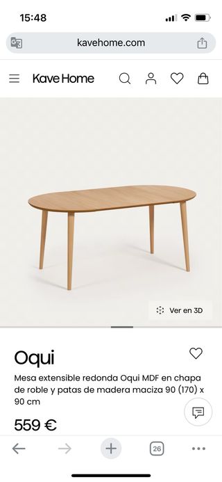 Mesa extensible Oqui Kave Home