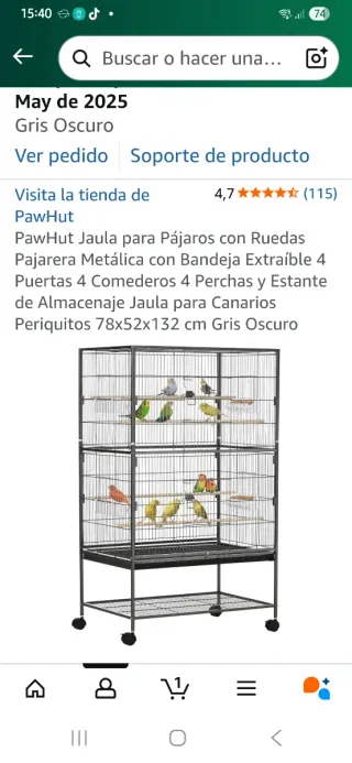 Jaula para pájaros PawHut con ruedas