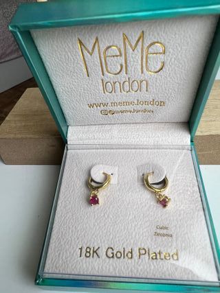 Pendientes MeMe London Oro 18K Baño Rojo