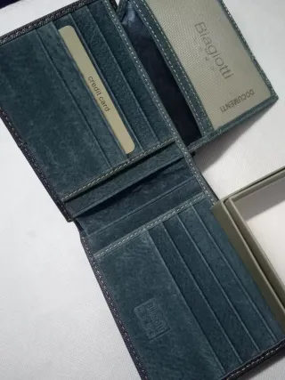 Coppia Portafogli Uomo Pelle Neri e Blu