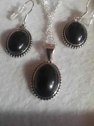 Conjunto: cadena y ganchitos pendientes plata 925