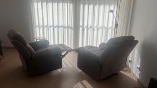 Poltrona relax manuale in tessuto marrone