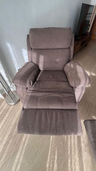 Poltrona relax manuale in tessuto marrone