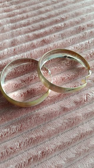 Pendientes aro plateados anchos