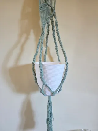 Portavasos Macramè con Legno  rustico  Portapiante