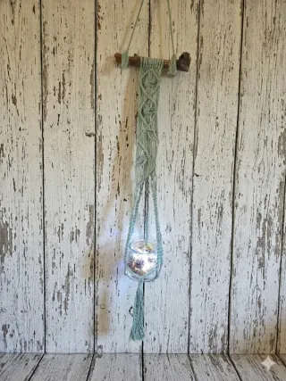 Portavasos colgante madera Macramè rustico boho