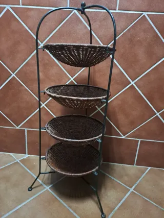 Cesto Frutero 4 Niveles Forja Mimbre