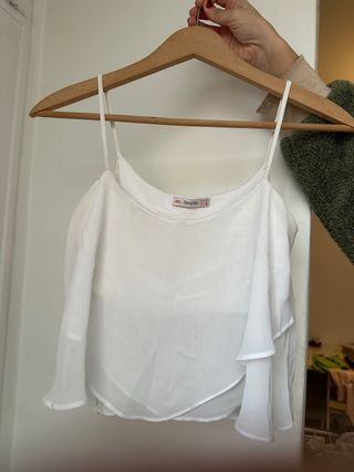 Top blanco gasa Bershka Talla M