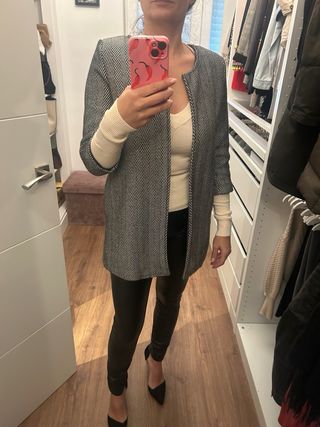 Abrigo fino estampado espiga