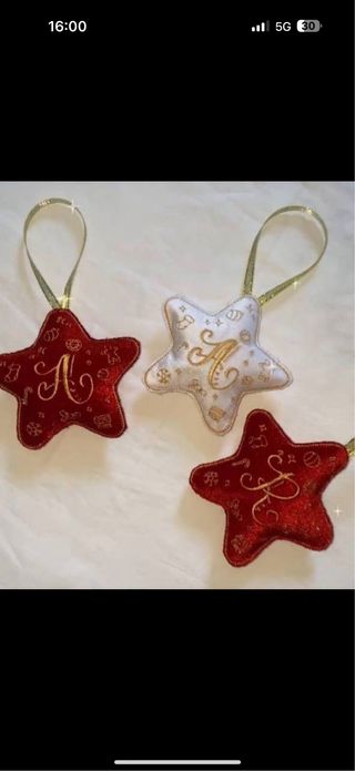 Stellina ricamata rossa e argento